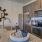a kitchen with a marble countertop