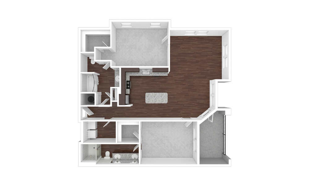 3D Unfurnished Floorplan -  B2