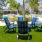 a table and chairs outside